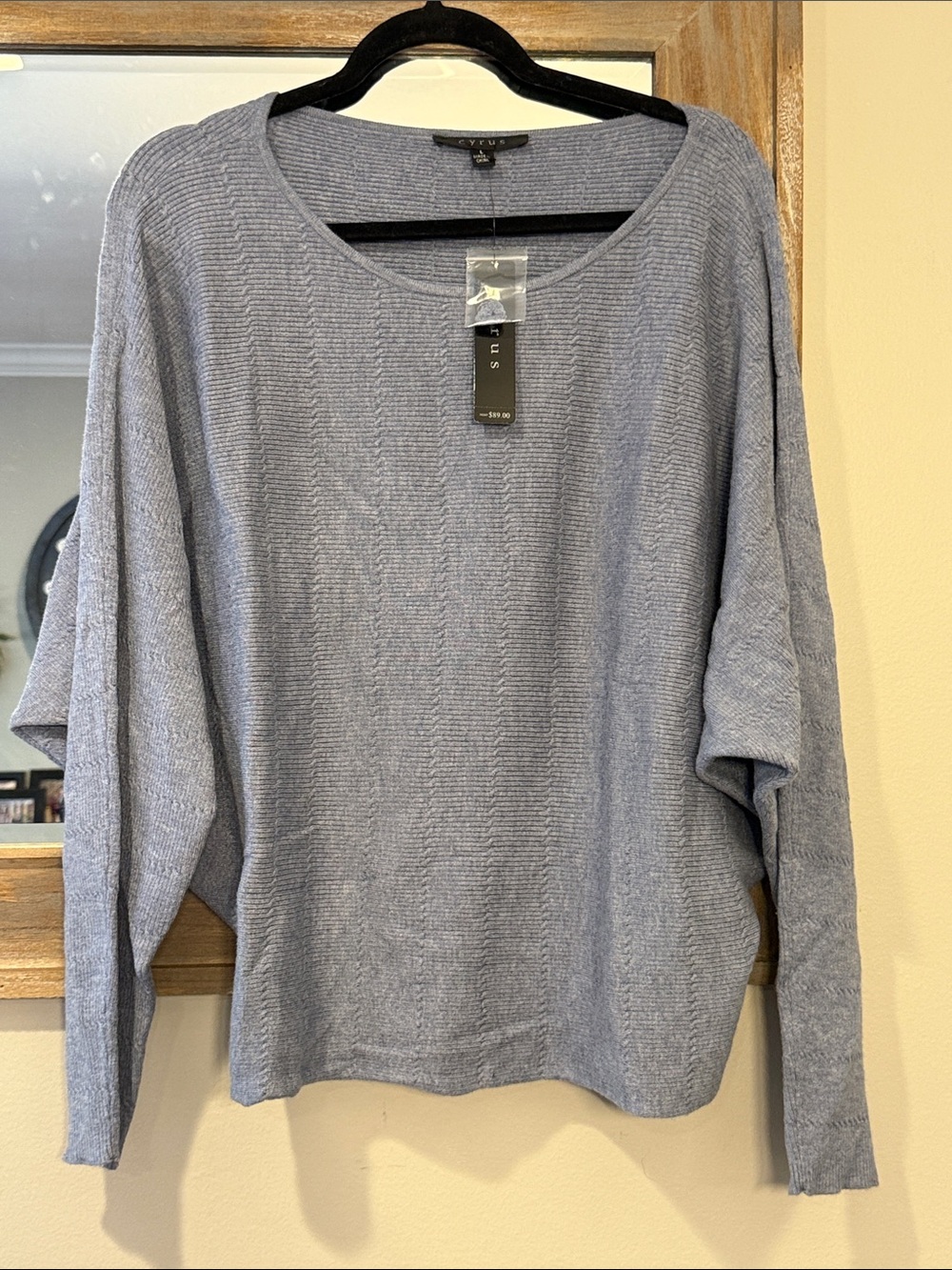 Cyrus Light Blue Ribbed Scoop Neck Sweater